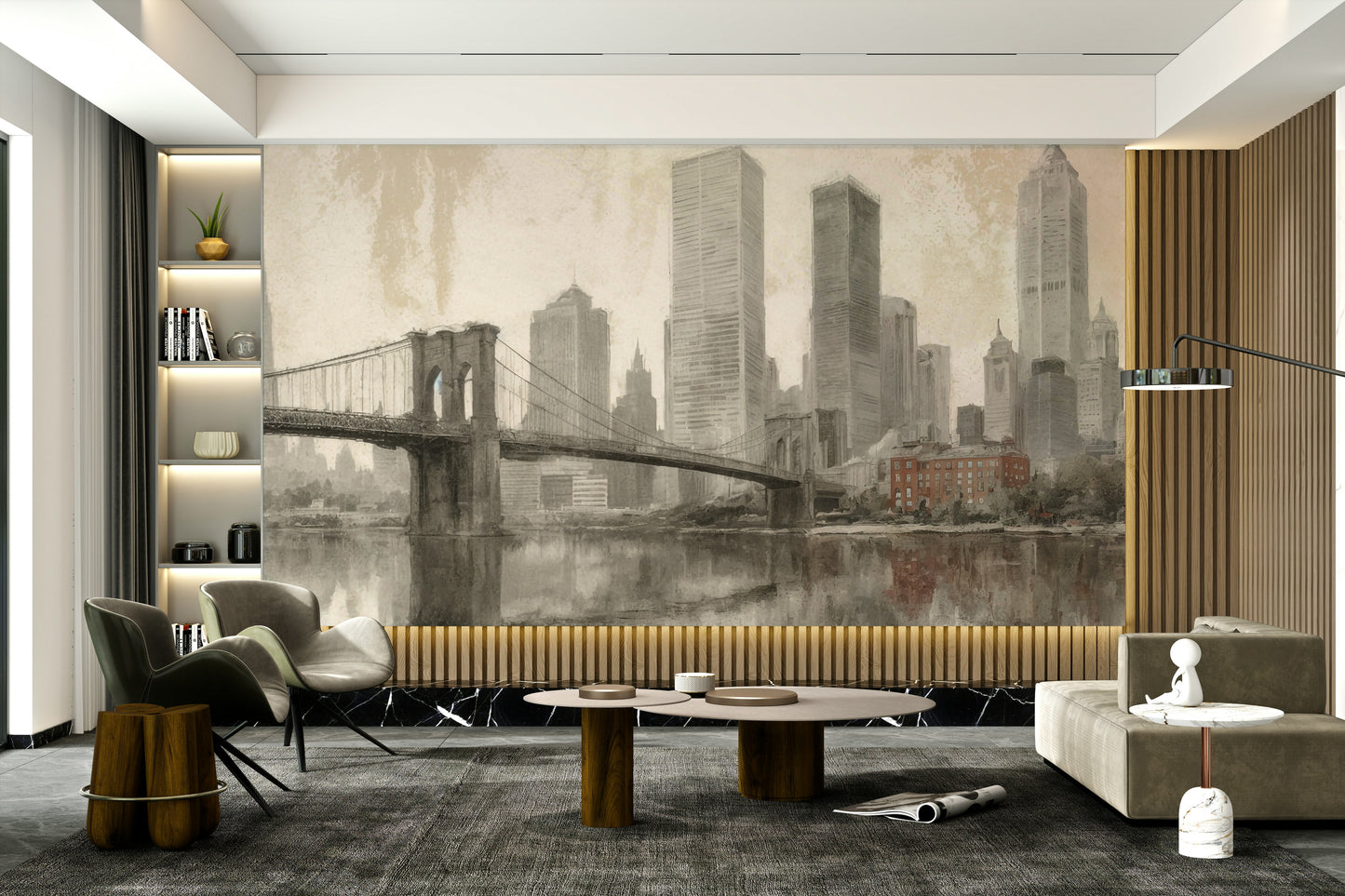 There are no harsh lines or bright lights, giving it a calm feeling.
