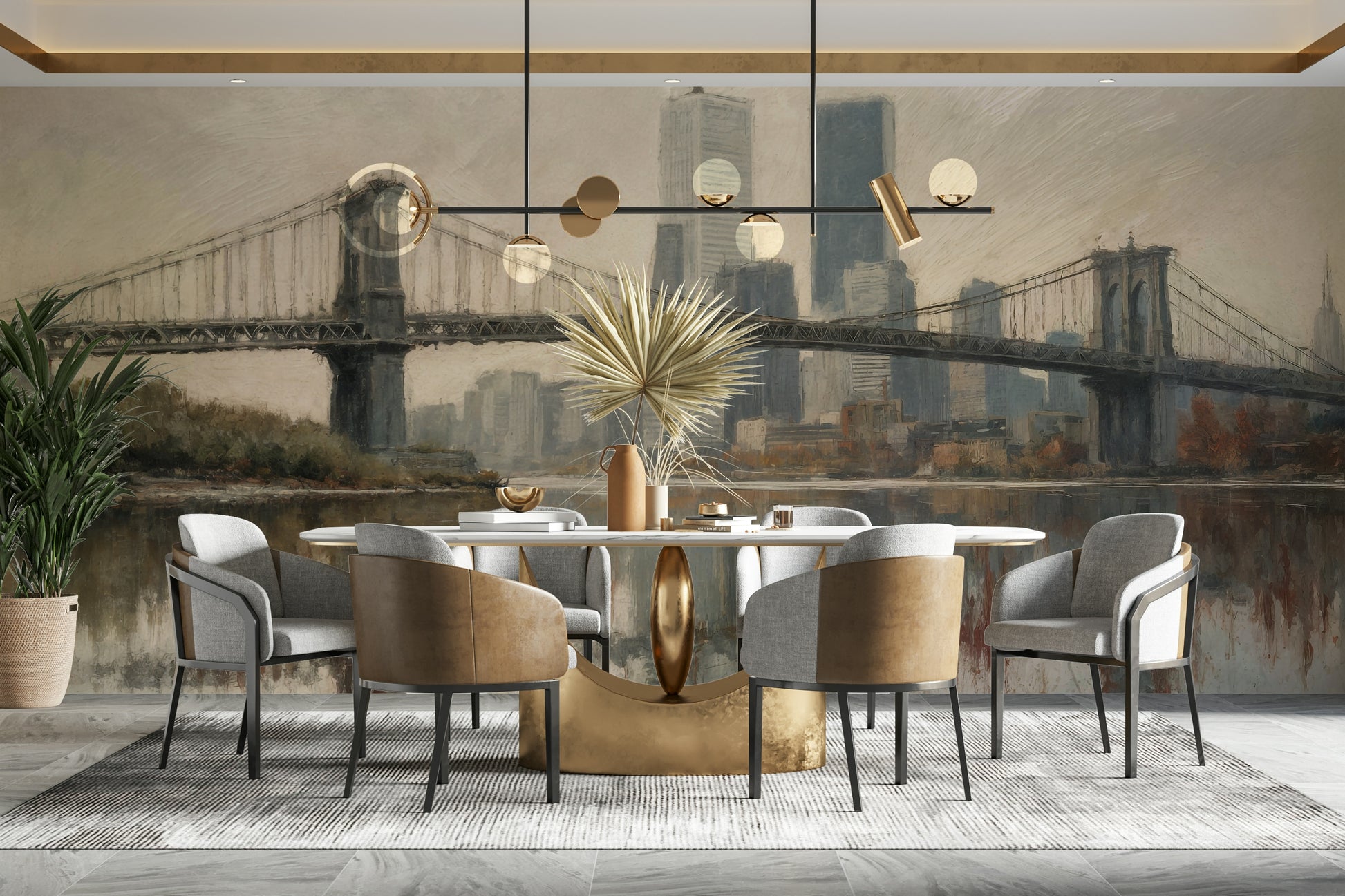 It gives the illusion of a window looking out onto a city view.
