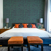 The pattern fills the entire wall, creating a dramatic effect.
