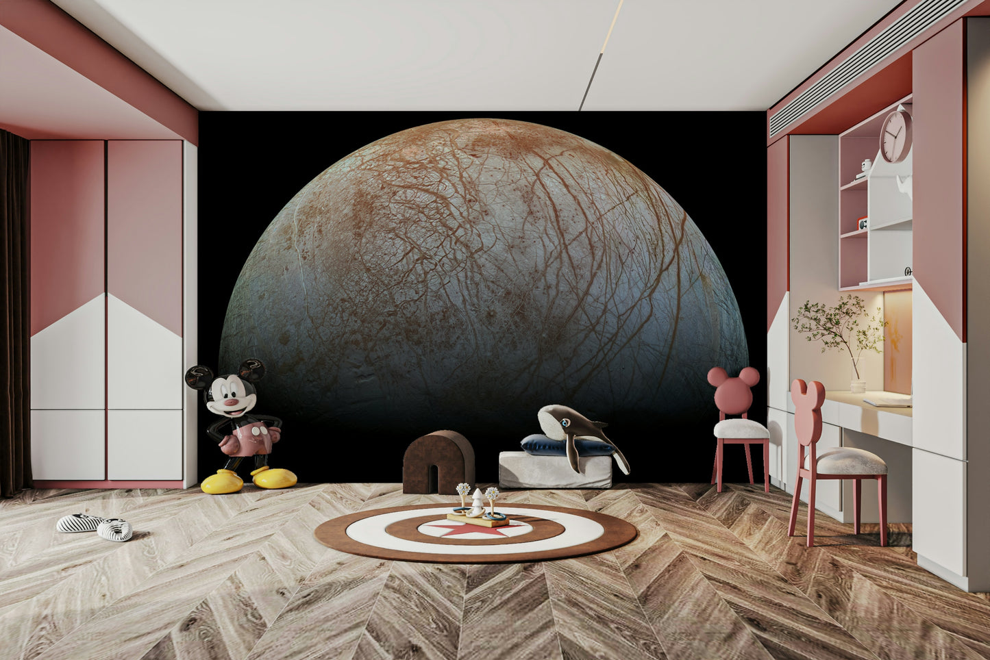 In the background, the vast blackness of space is visible.
