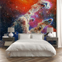 A dark, vast background of space provides a striking contrast.
