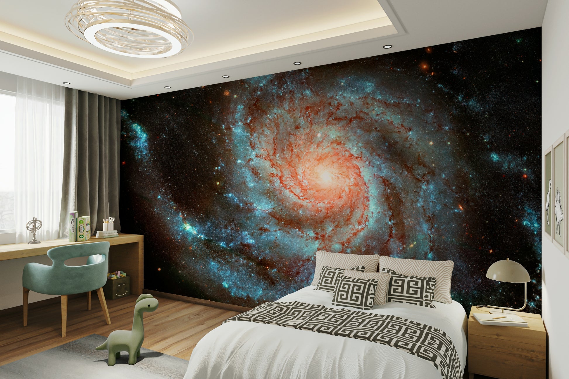 The design has a very polished and luxurious effect on the space.

