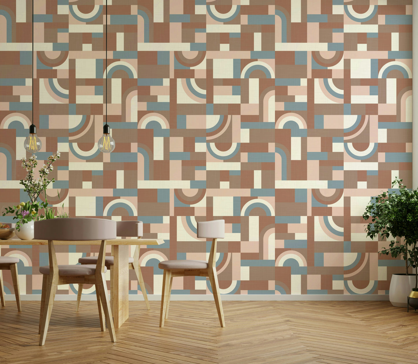 The wallpaper has a smooth, non-reflective matte finish.

