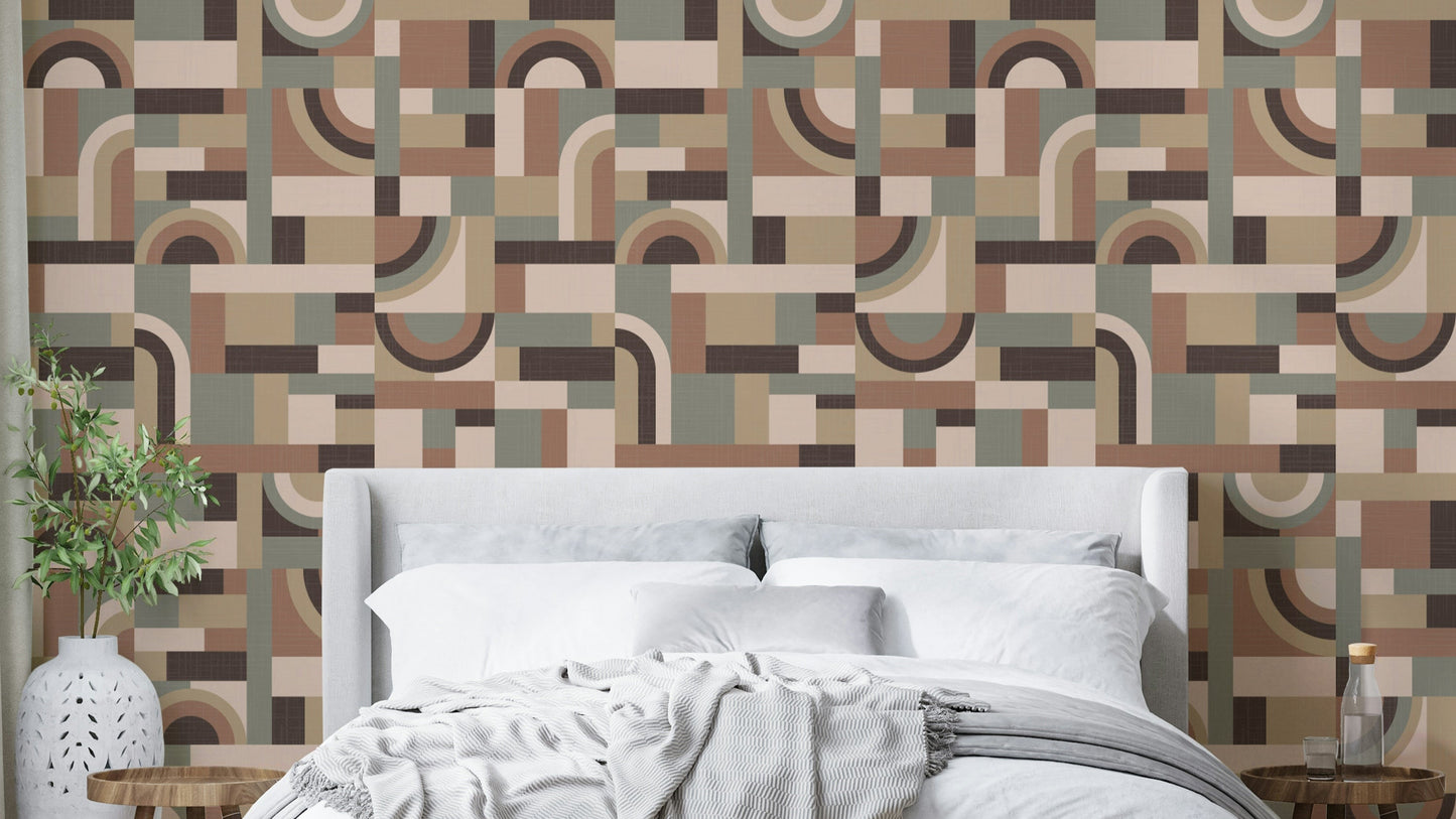 A wall mural featuring a soft, abstract pattern.

