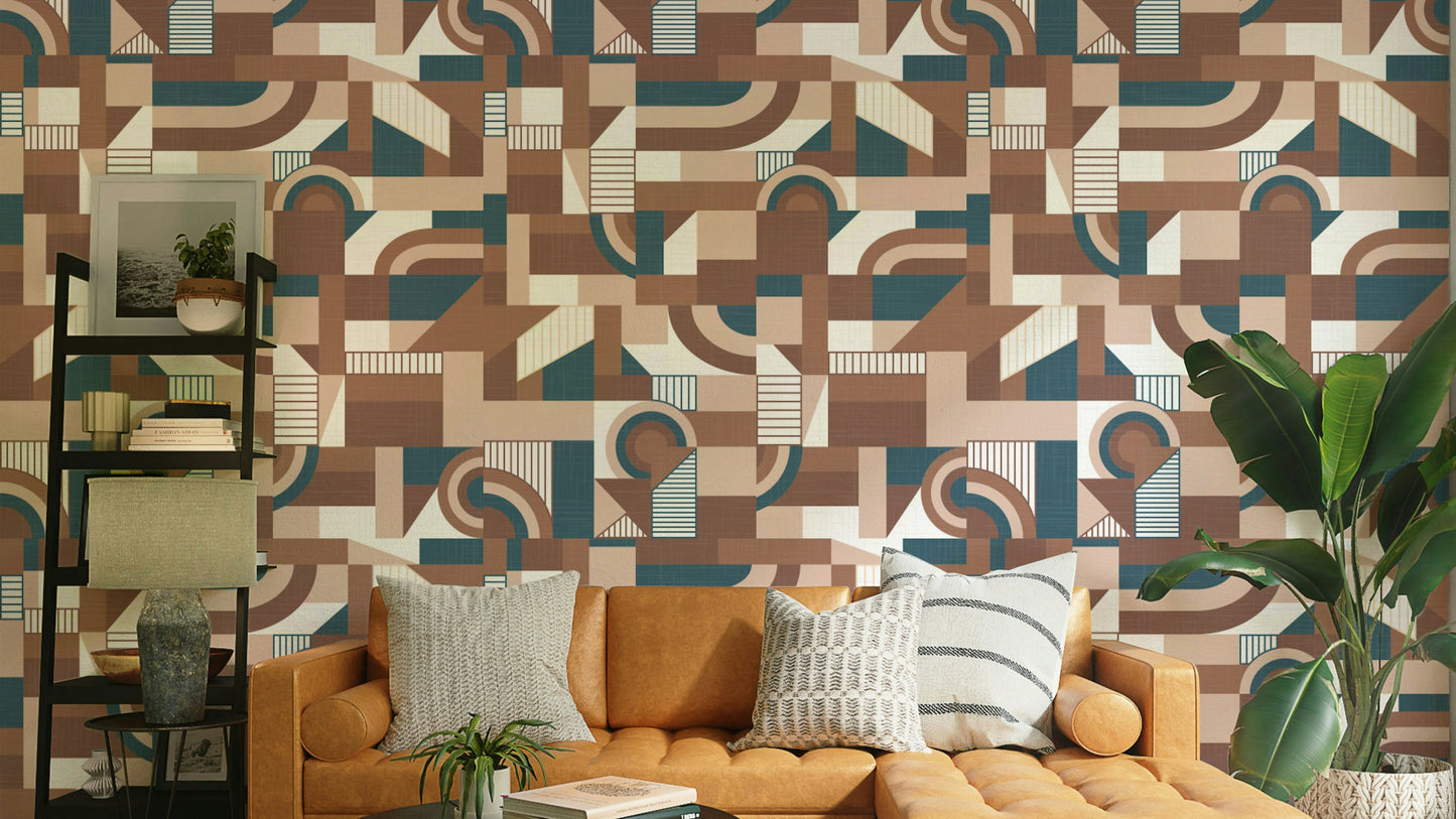 A wall mural featuring a soft, abstract pattern.

