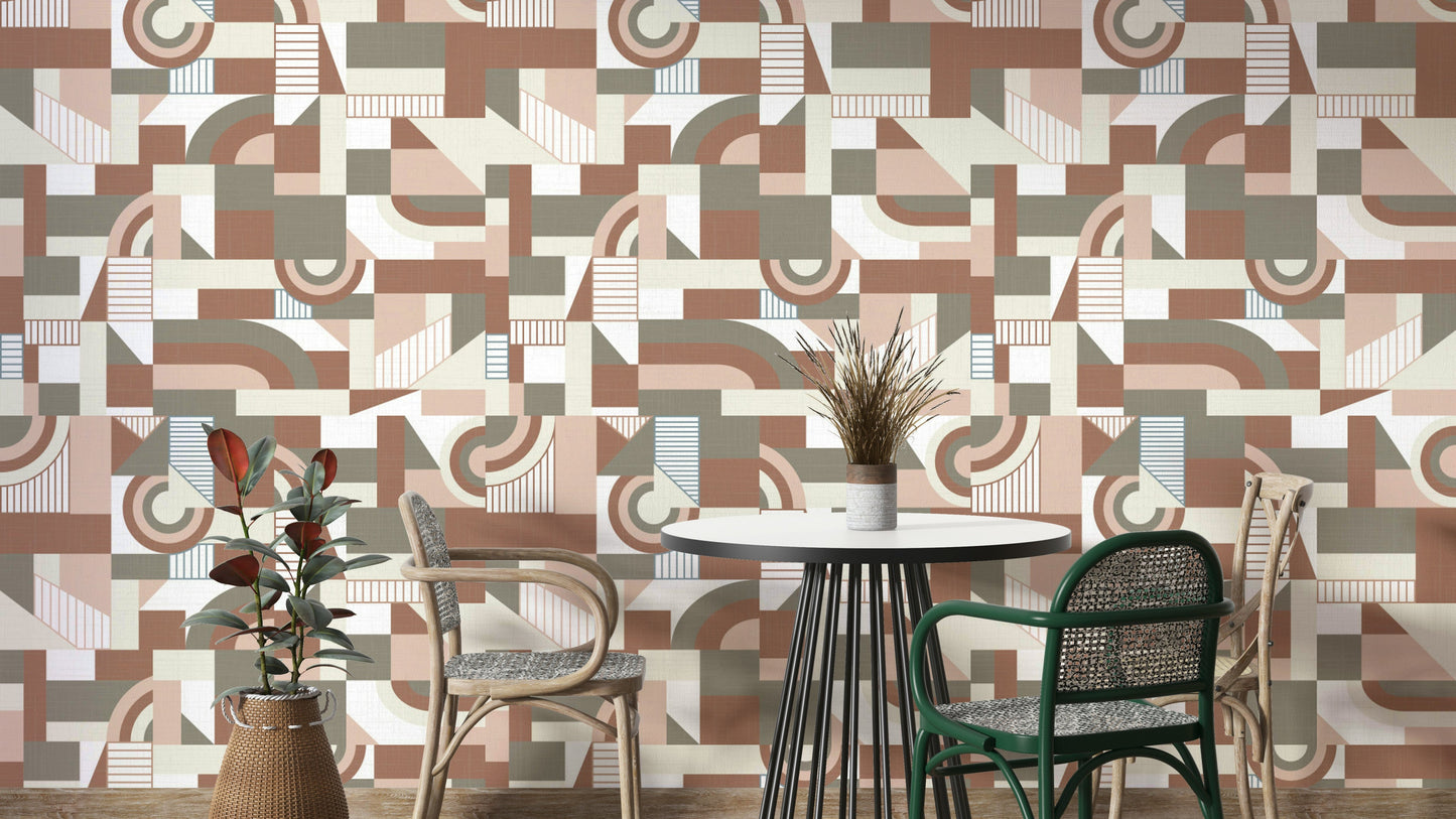 A wall mural featuring a soft, abstract pattern.

