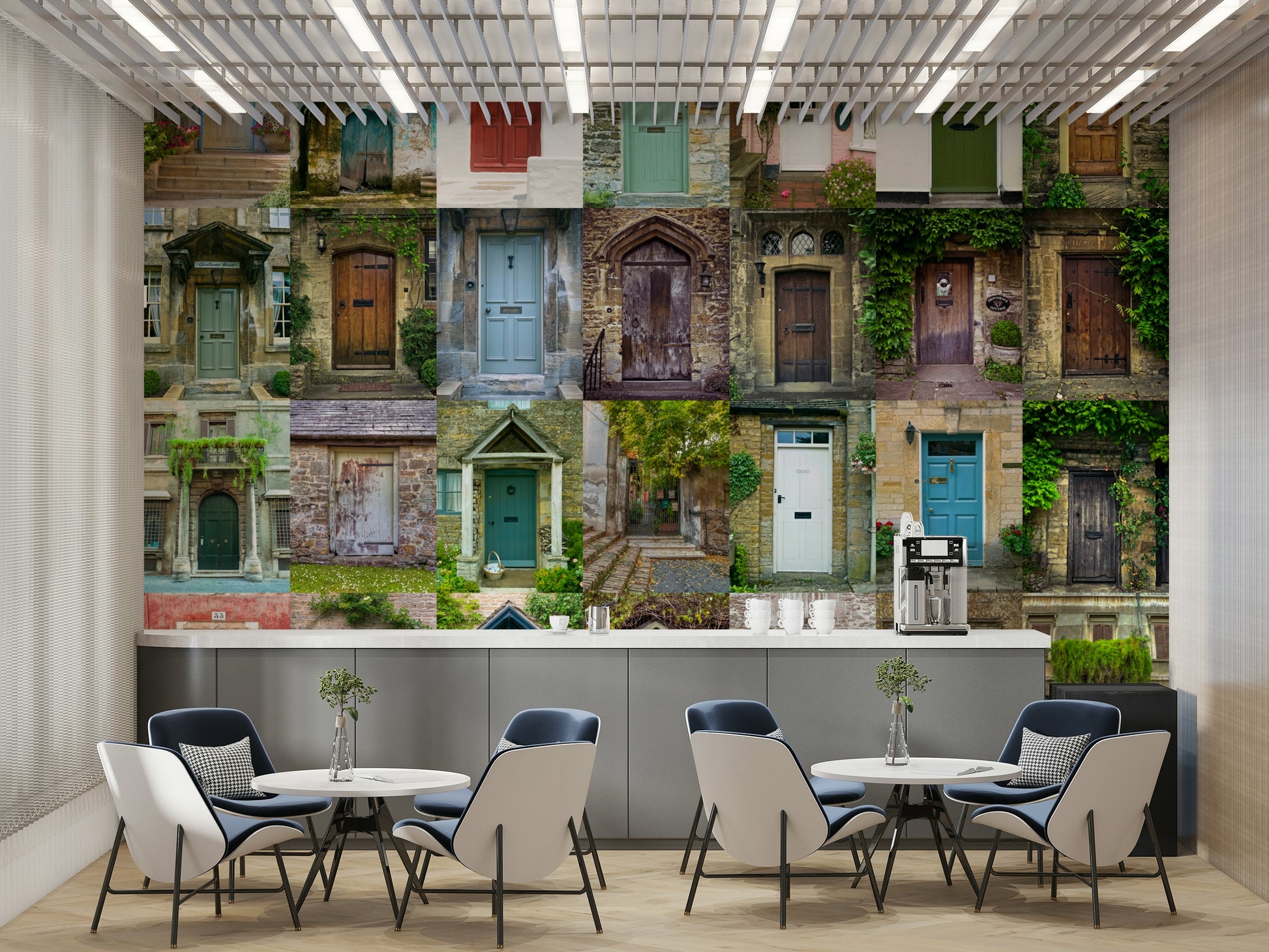 Vines and flowers grow around the stone archway.

