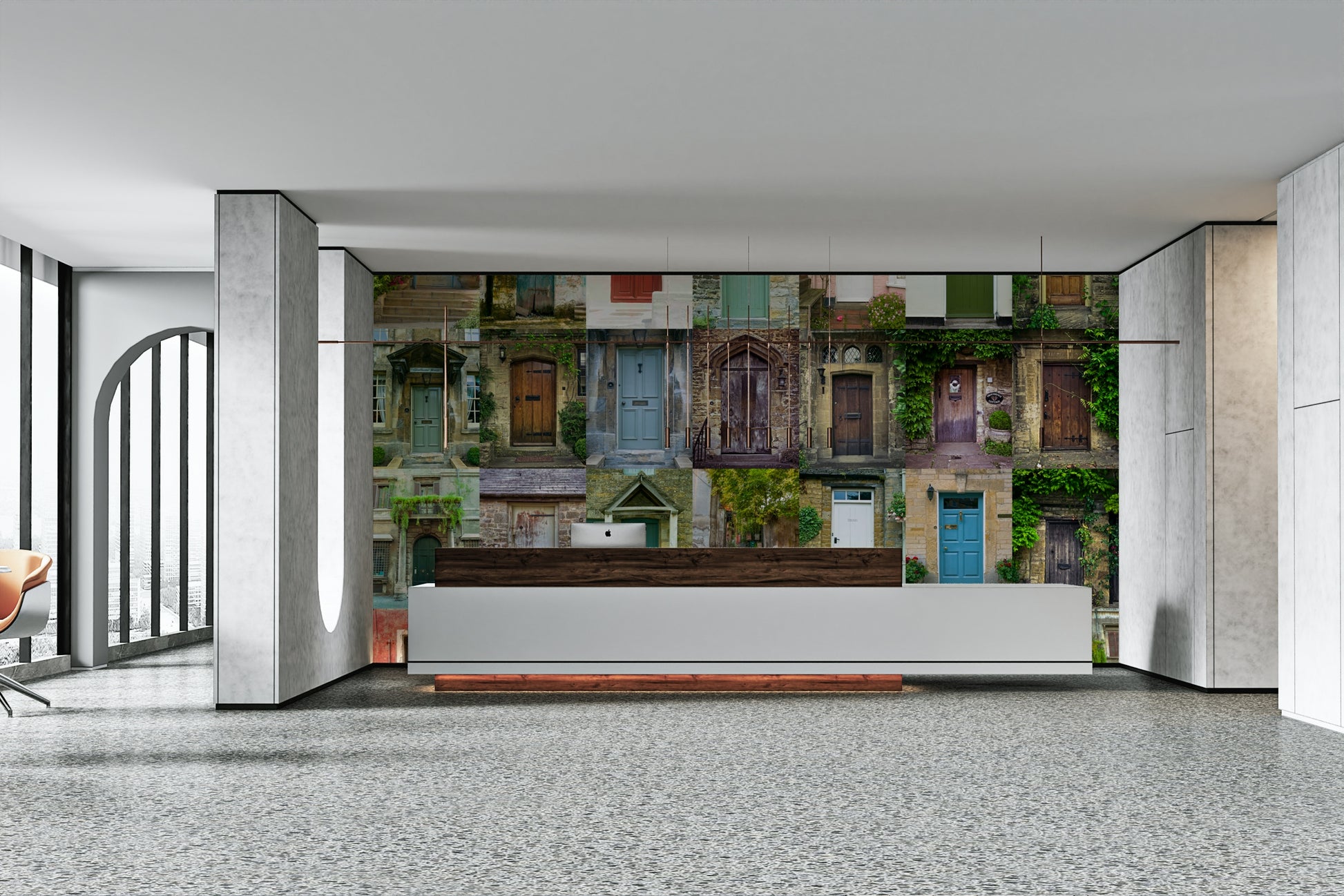 The colors are earthy and natural, with dominant greens, browns, and soft light.

