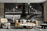 The mural is installed in a modern, quiet living room.

