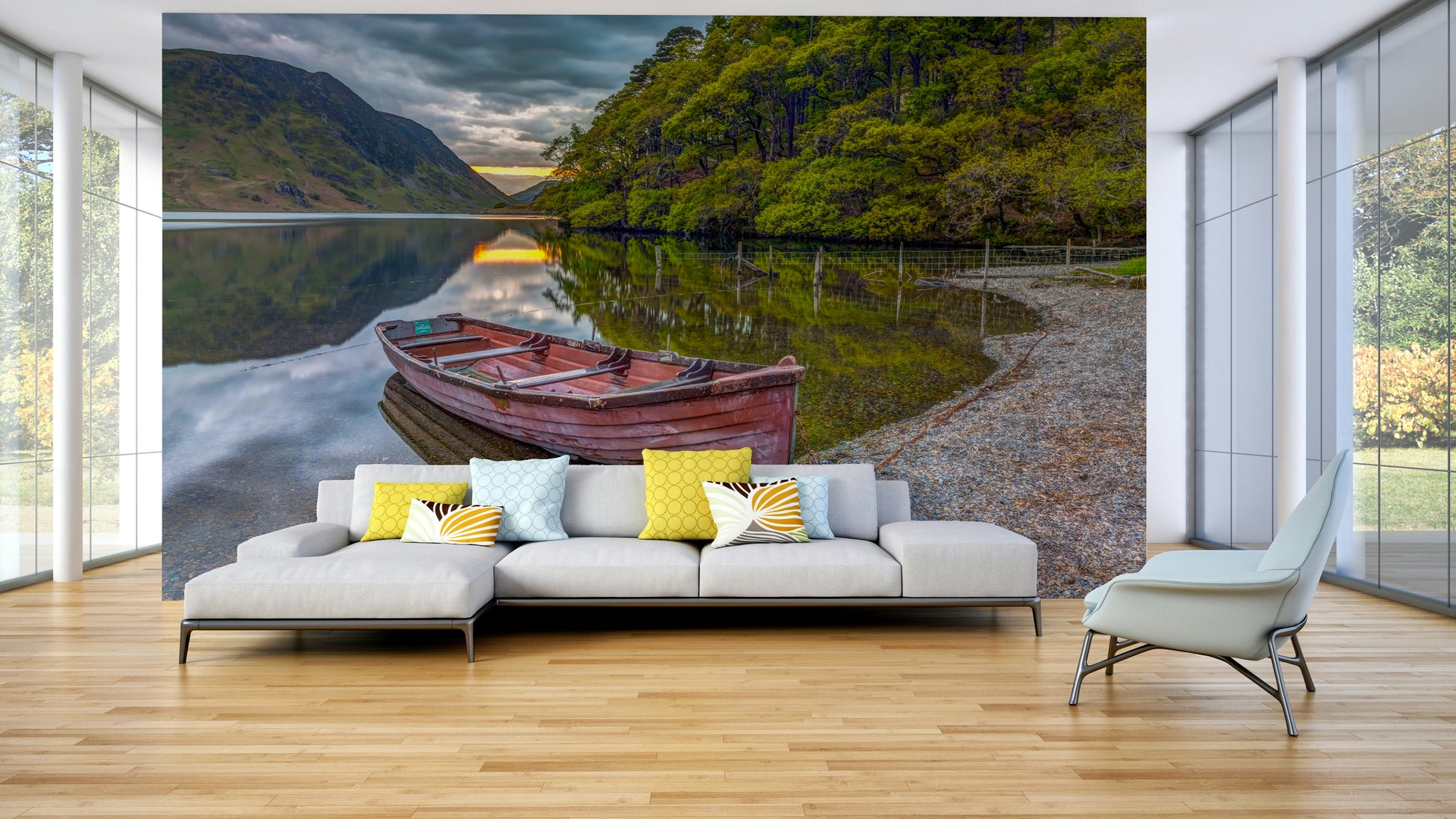 The design has a very polished and serene effect on the space.

