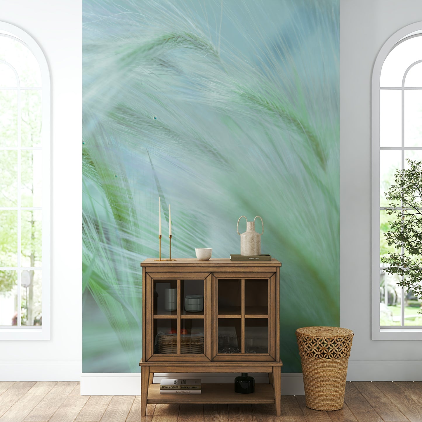 The room's lighting highlights the peaceful feel of the scene.

