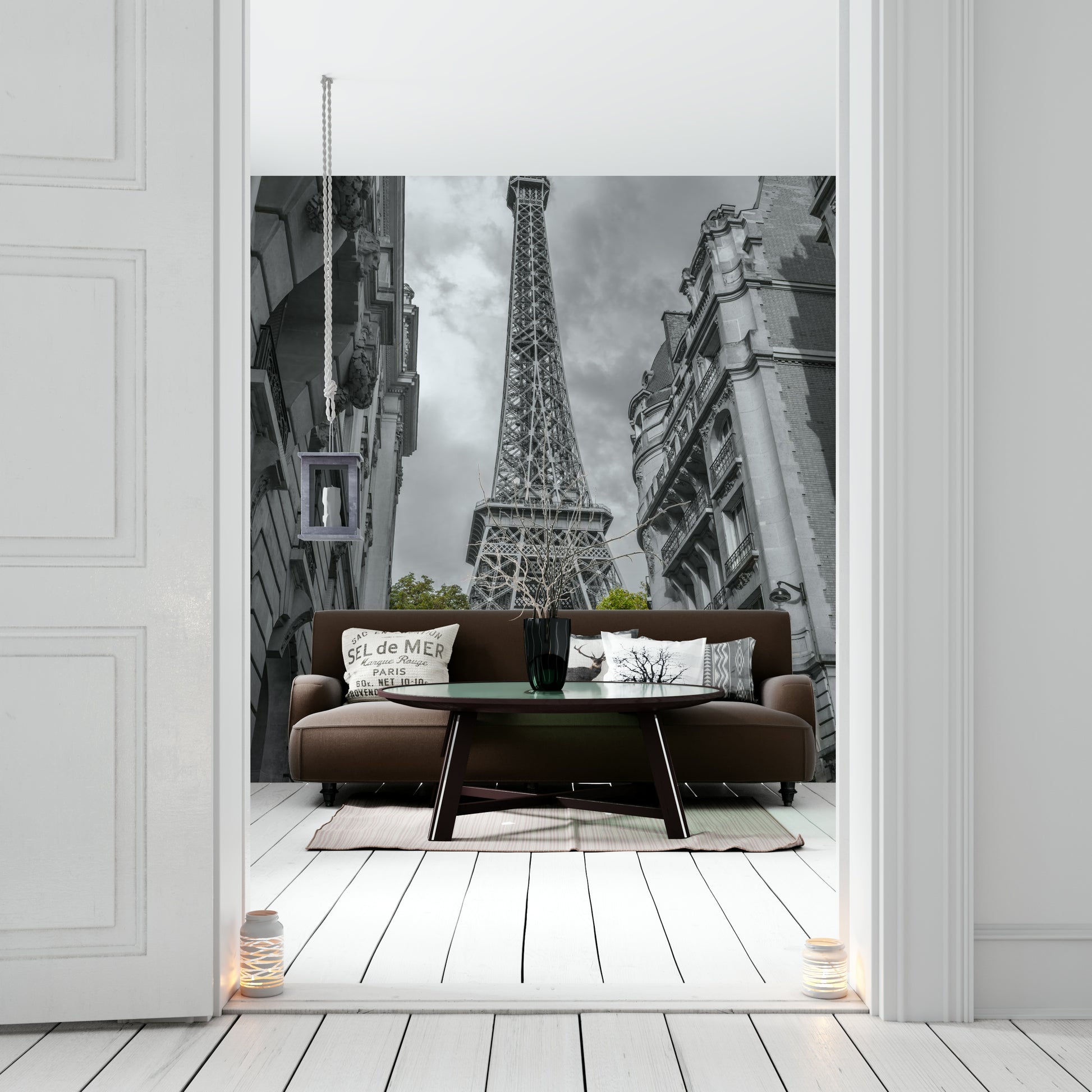 The mural extends across the entire wall, creating a smooth backdrop.

