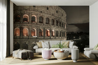 The mural is installed in a modern, quiet living room.

