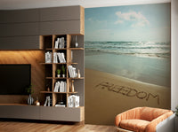 The mural extends across the entire wall, creating a smooth backdrop.

