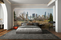 The image shows a full wall with a stone bridge over water.

