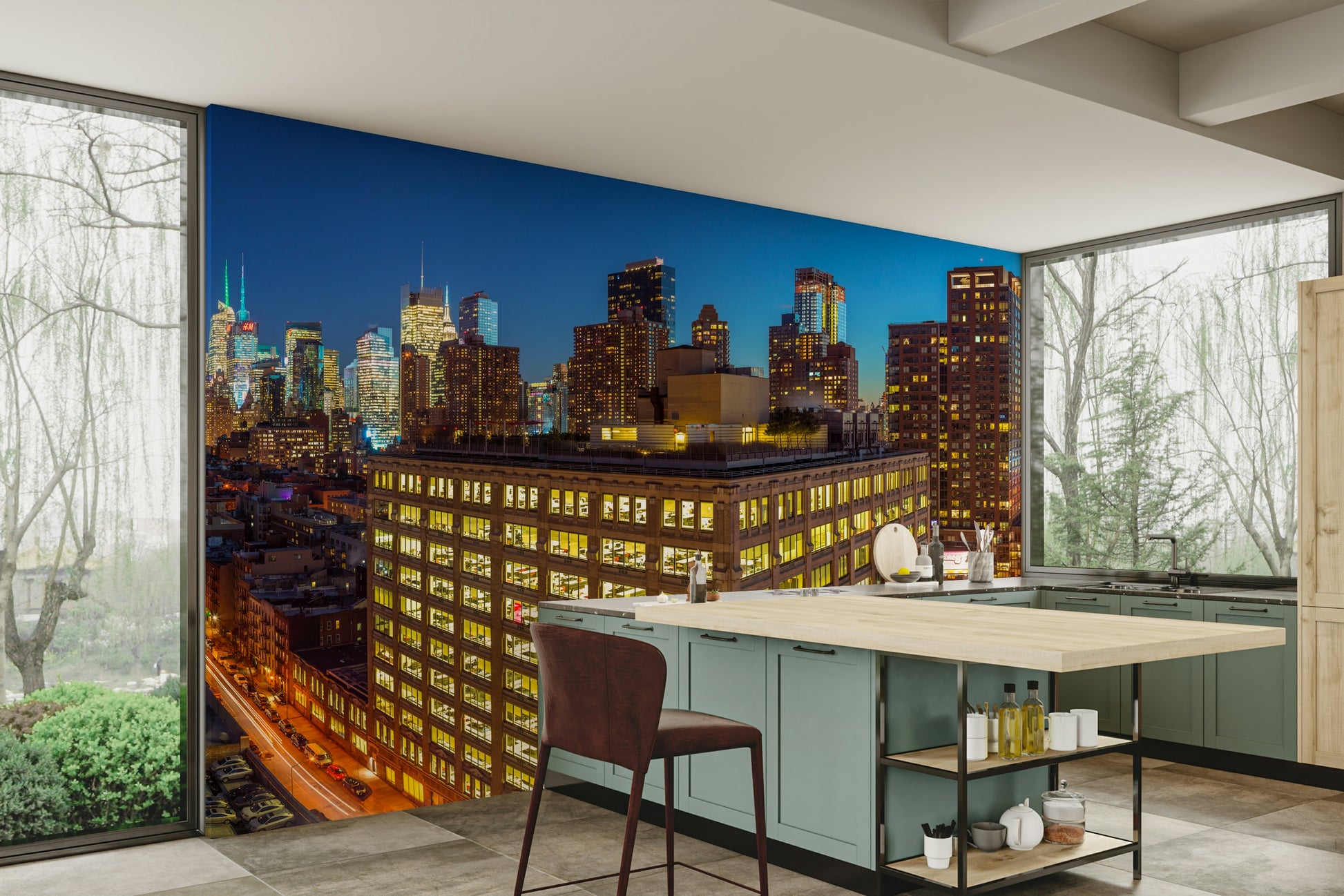 The design has a very polished and luxurious effect on the space.

