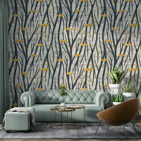 The colors are muted and cool, resembling light reflecting on a wet surface.

