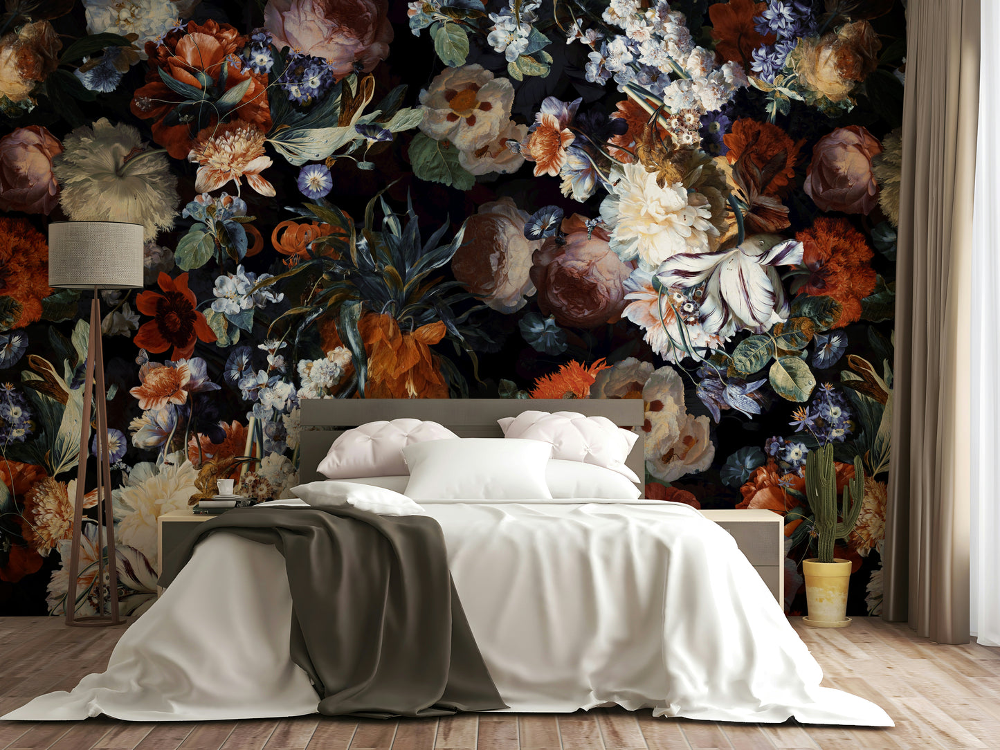 The mural extends across the entire wall, creating a dynamic backdrop.

