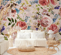 The mural extends across the entire wall, creating a dynamic backdrop.

