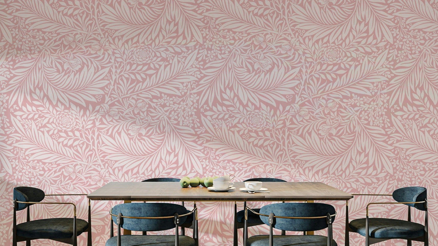 A wallpaper featuring a classic, intricate floral pattern.

