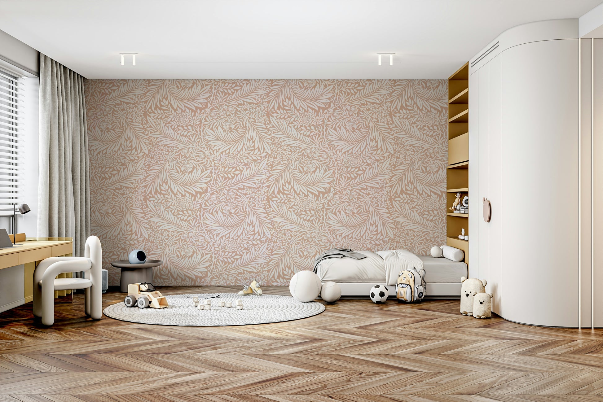 A wallpaper featuring a classic, intricate floral pattern.

