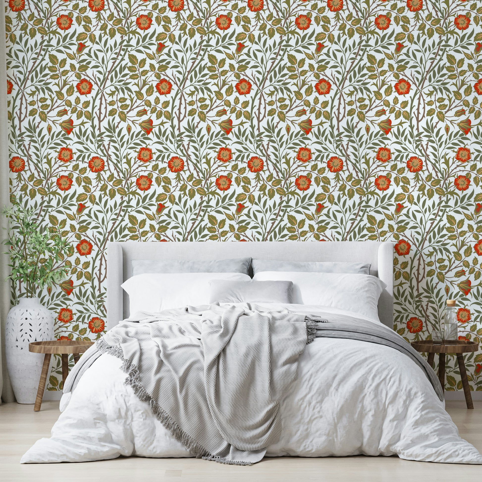 The colors are rich and warm, with a dominant white and orange tone.

