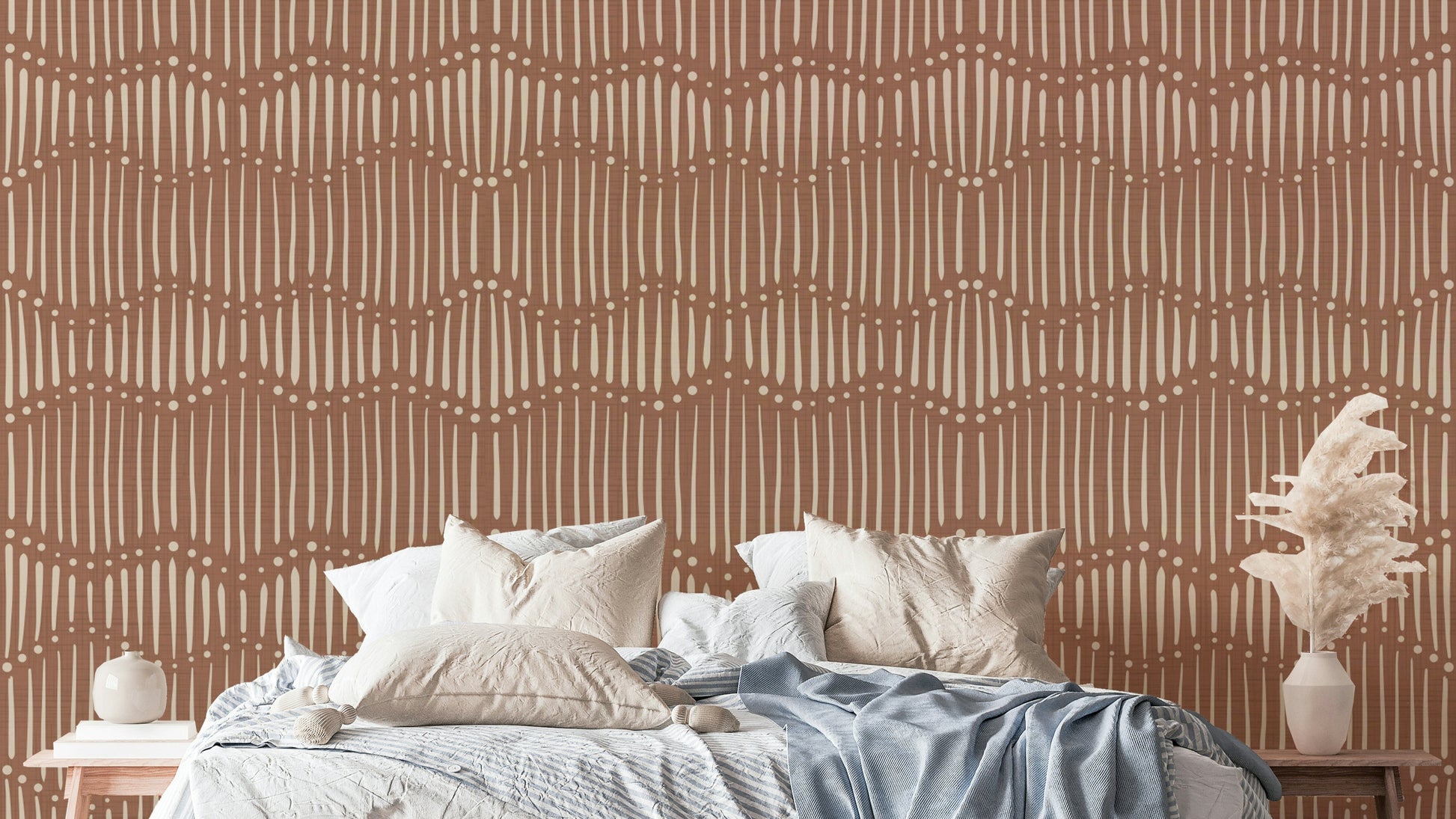 A wall mural featuring a soft, abstract pattern.

