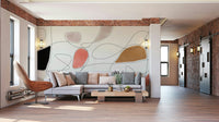 A wall mural featuring a soft, abstract pattern with a flowing, harmonious feel.

