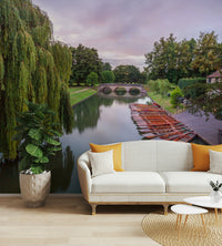 The mural extends across the entire wall, creating a clean backdrop.

