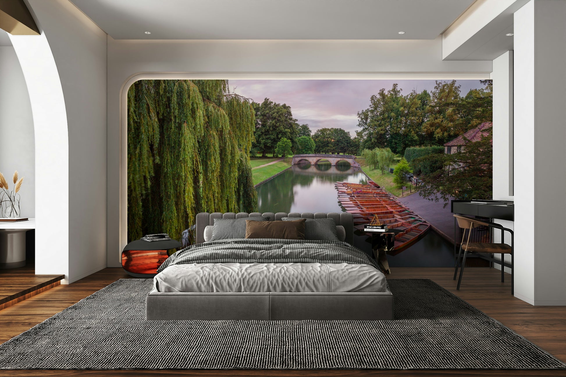 The colors are soft and gentle, with many shades of gray, blue, and green.

