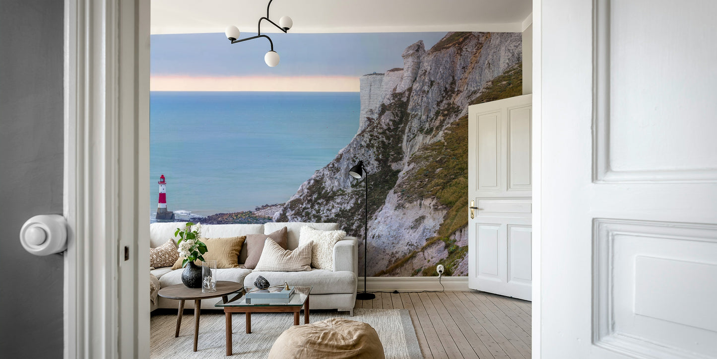 The mural extends across the entire wall, creating a clean backdrop.

