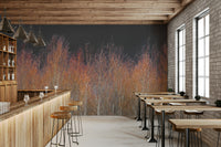 The mural is a high-quality print with good detail in the trees.
