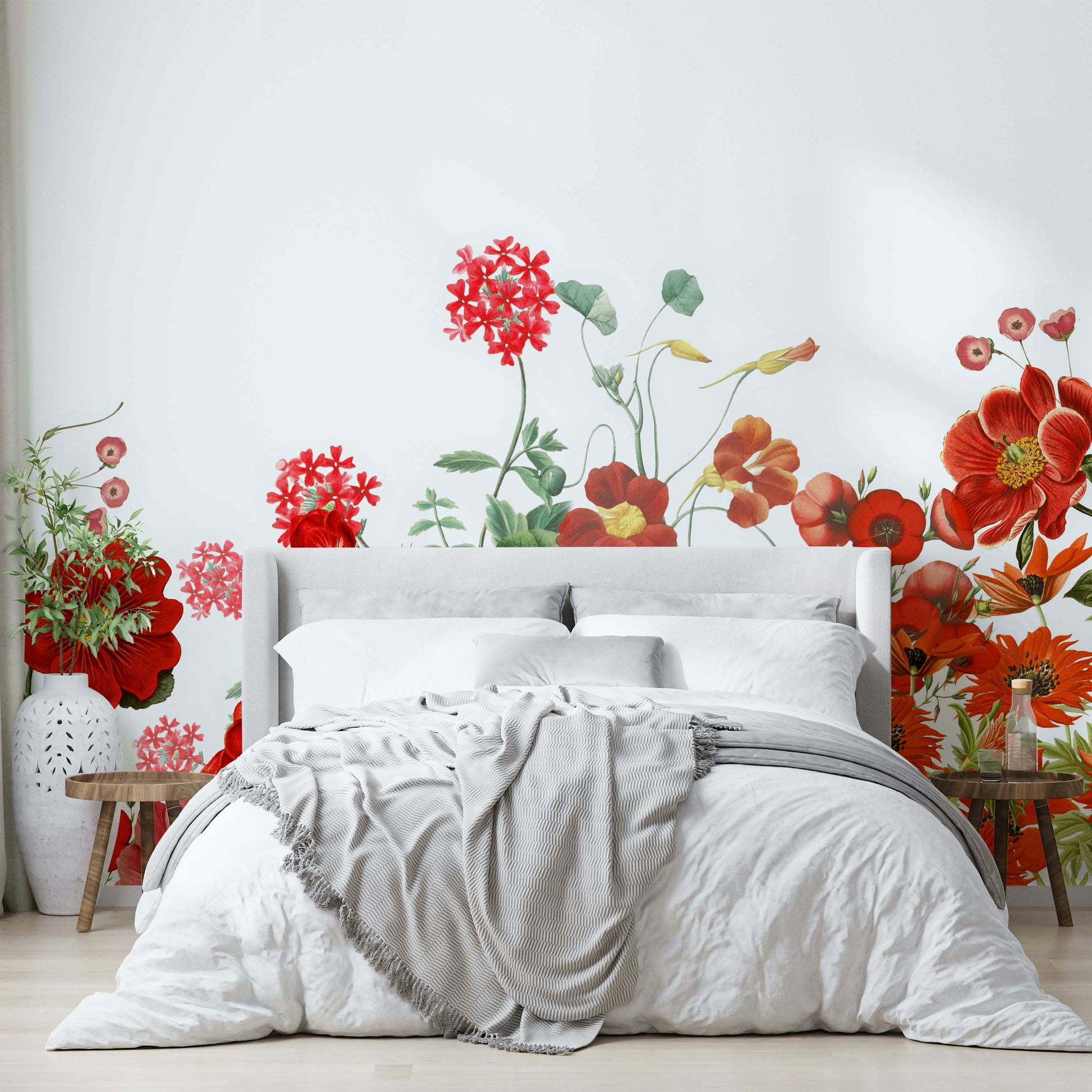 The lighting is gentle, highlighting the deep colors of the flowers.
