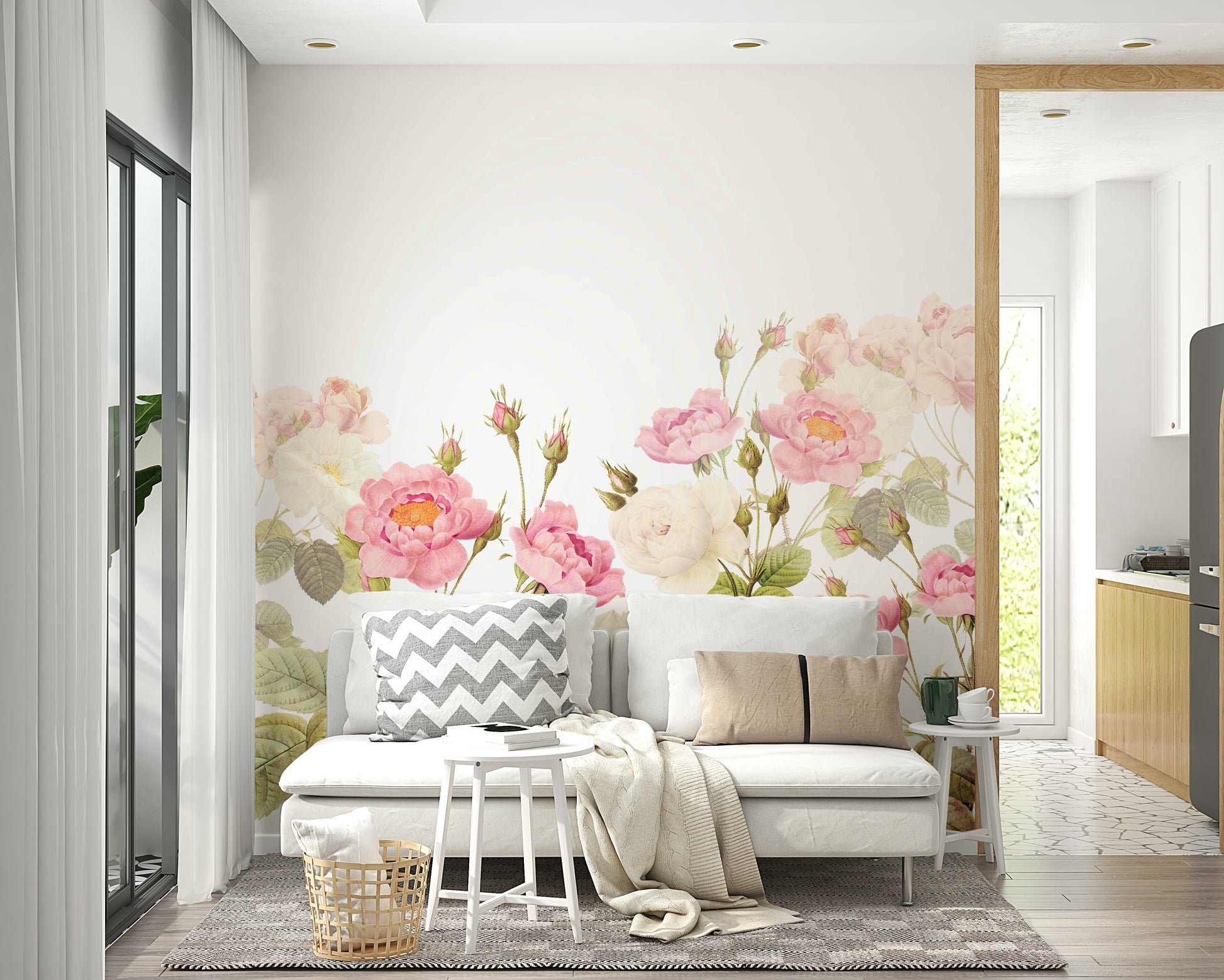 The background is a muted, light beige or pale gray color.
