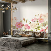 The mural has a slightly faded, distressed look, like an old photograph.
