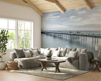 A high-quality print of a tranquil coastline.

