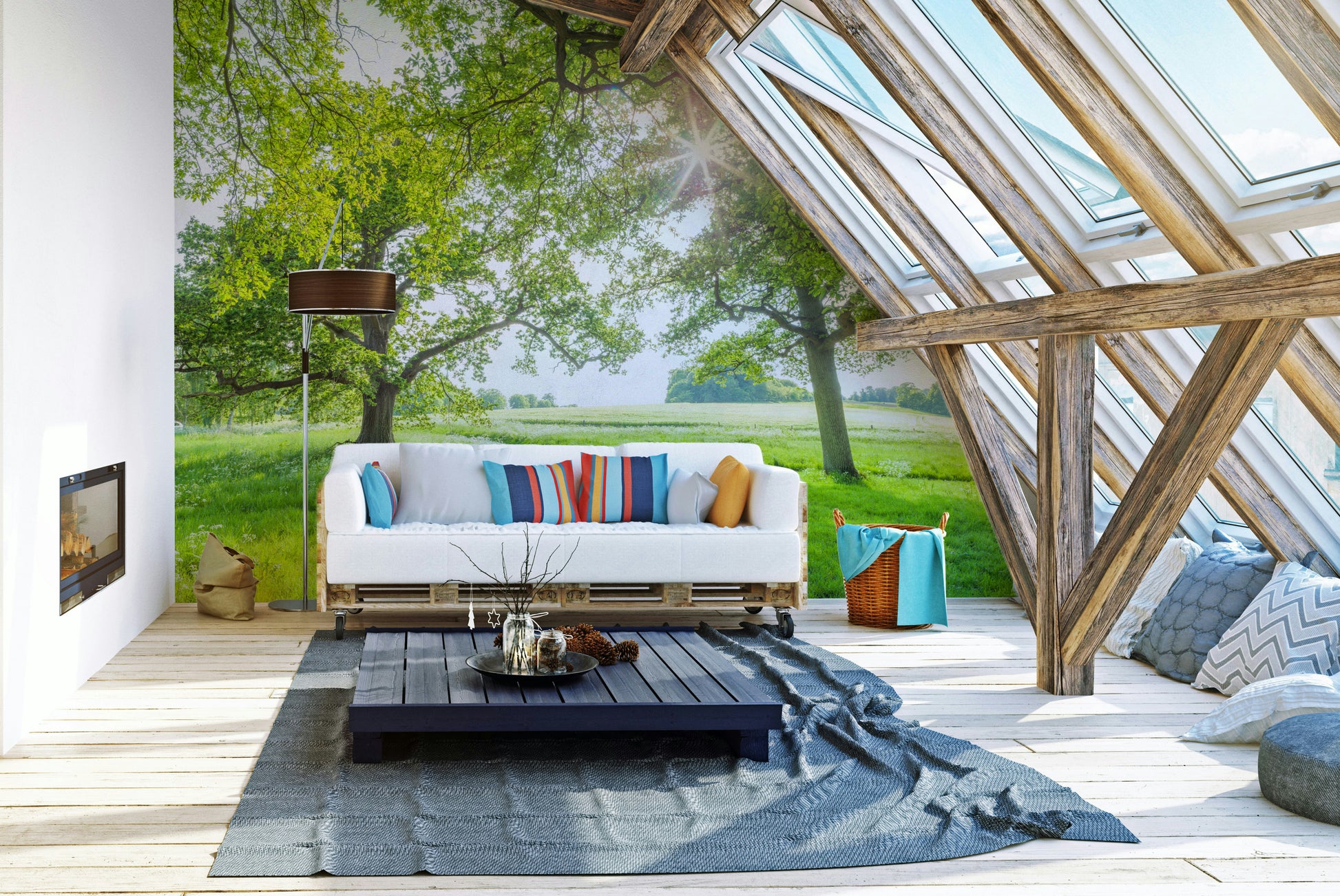 The mural has a soft, graceful feel.

