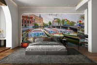 The wall art combines a historical theme with a serene feel.

