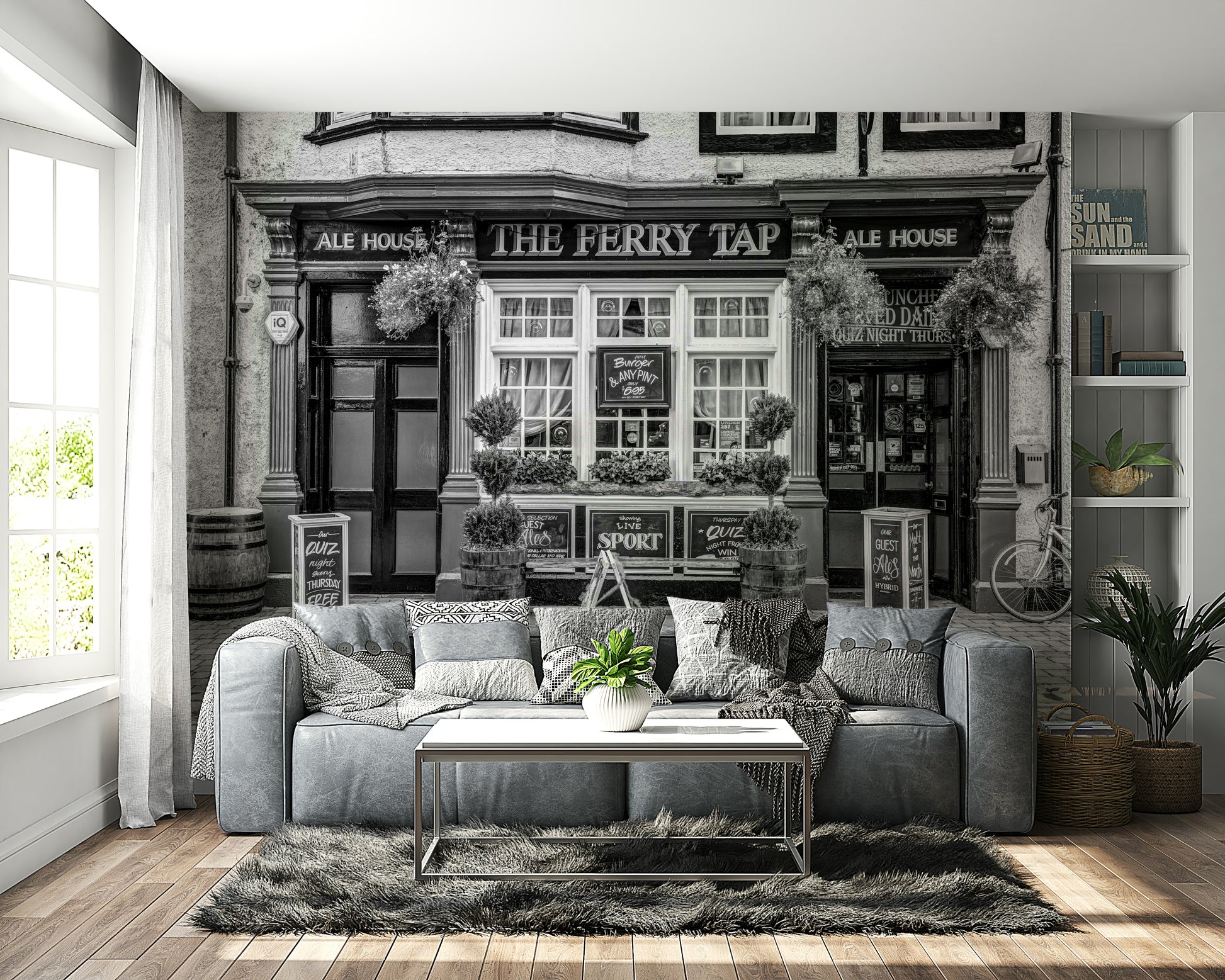 The mural has a soft, graceful feel.

