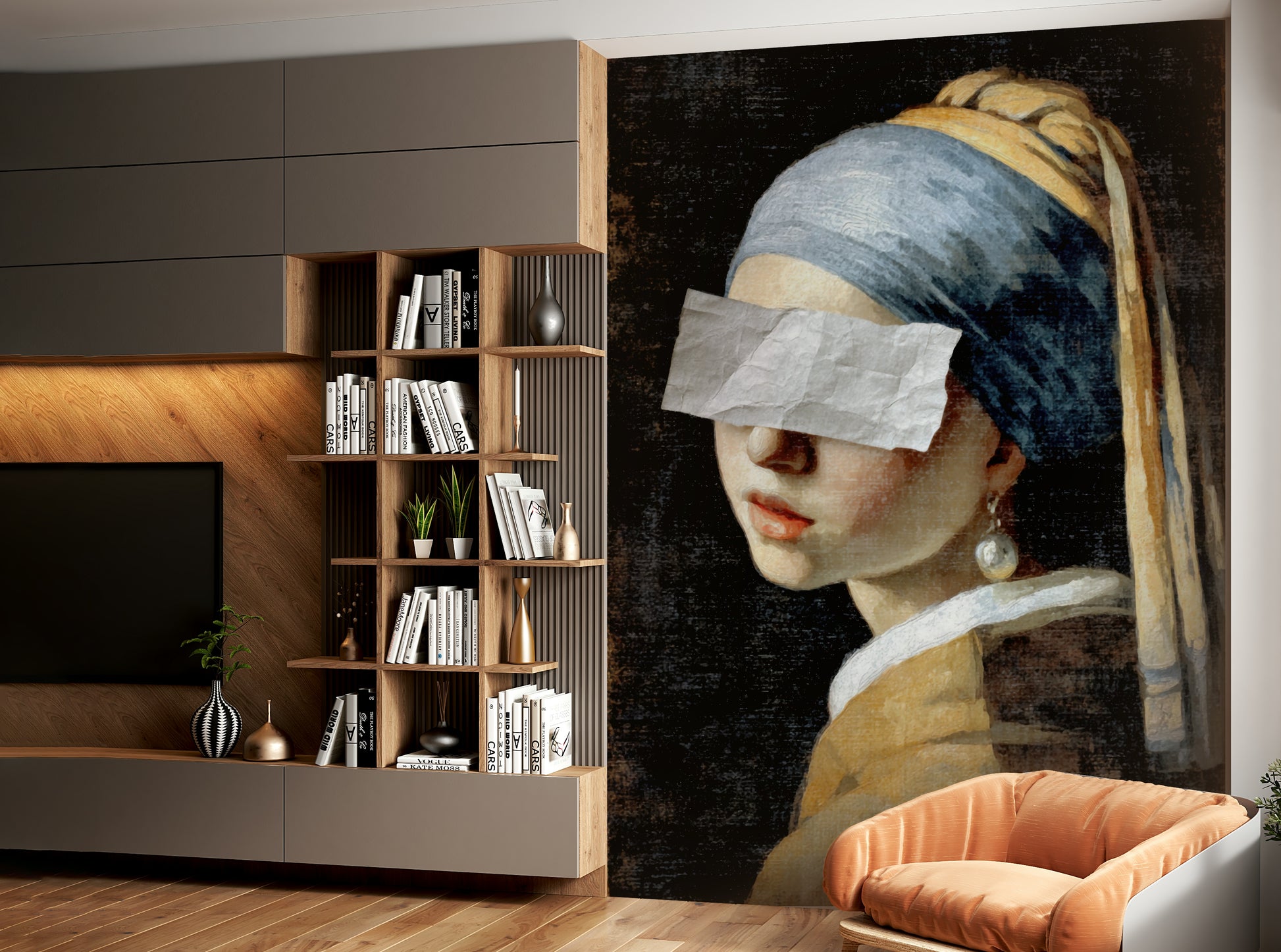 A seamless pattern for a living room or study.

