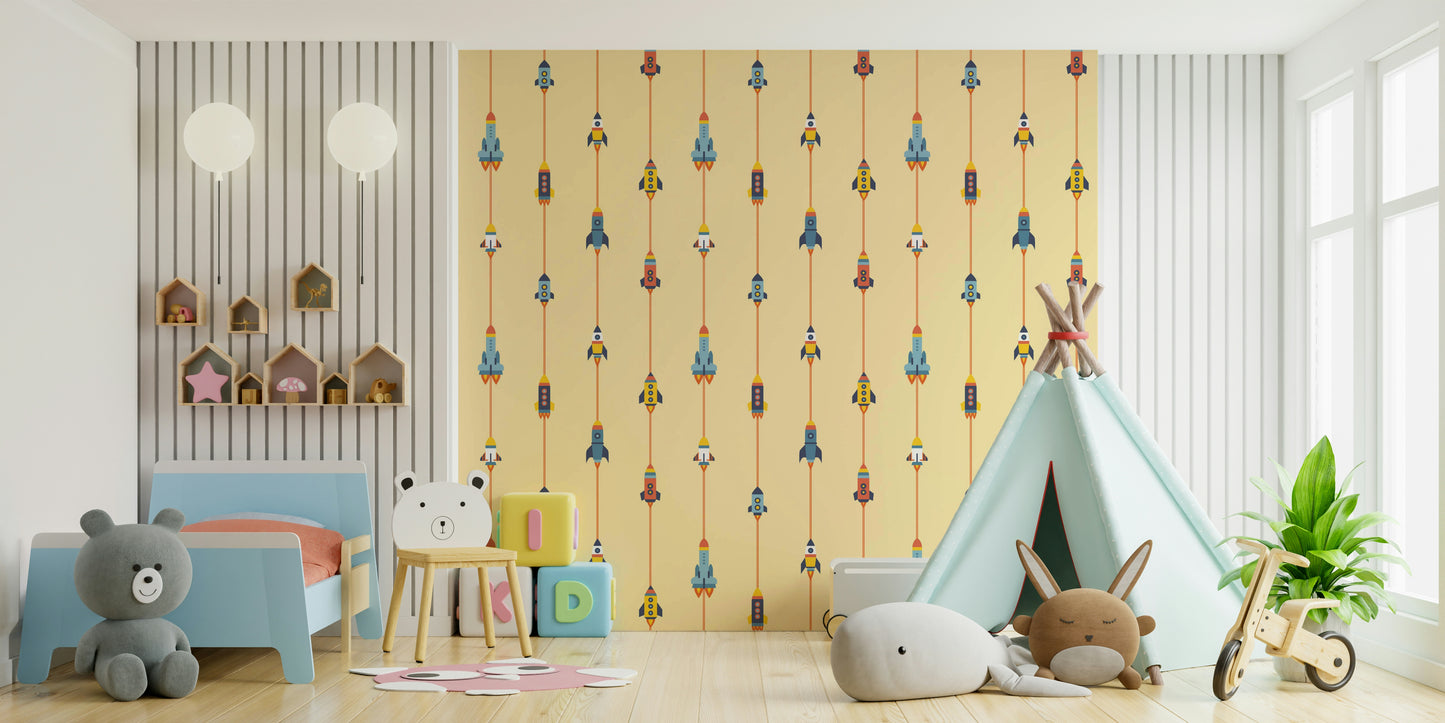 A wallpaper featuring a retro, whimsical pattern.

