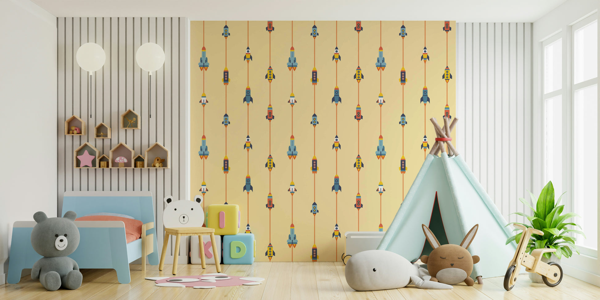 A wallpaper featuring a retro, whimsical pattern.

