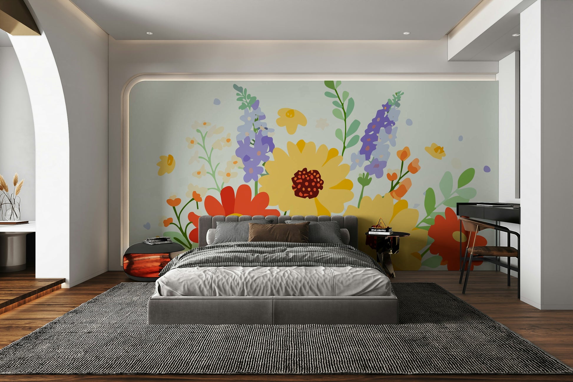 A close-up of the delicate flowers and lush foliage.

