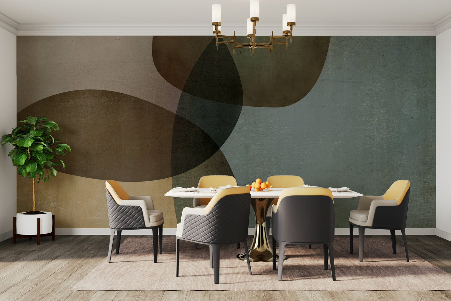 The mural has a soft, graceful feel.

