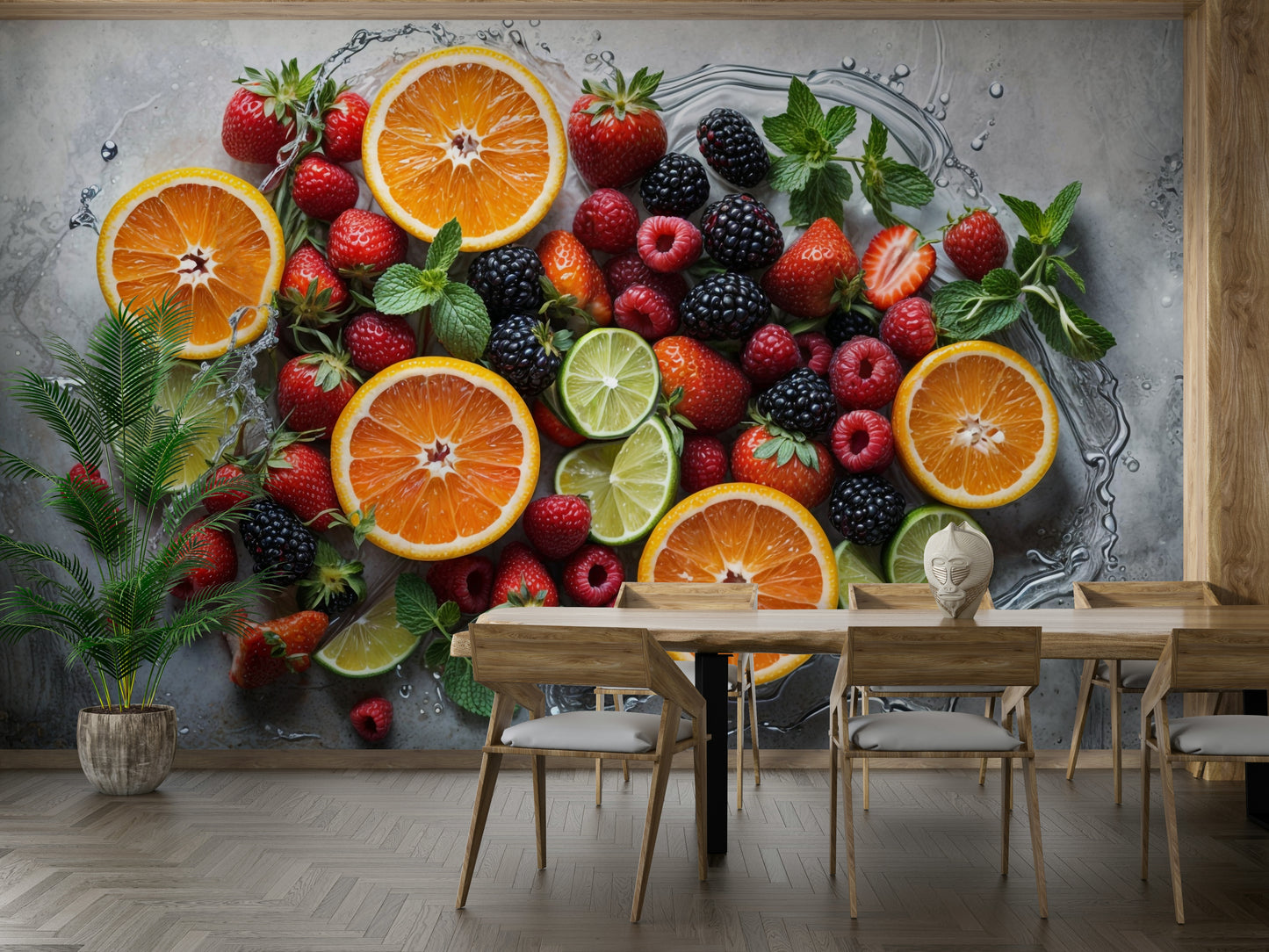 The mural has a soft, graceful feel.

