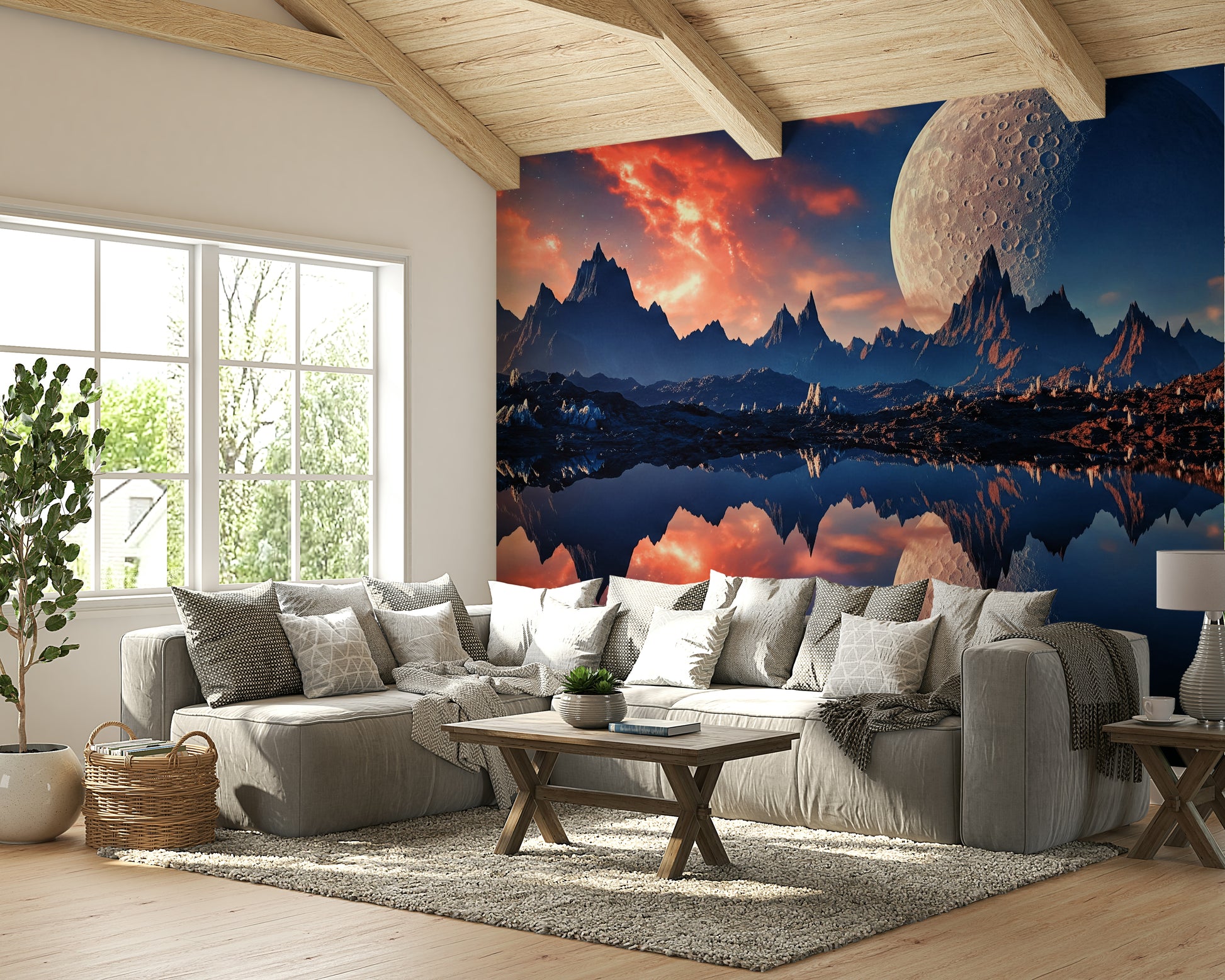 The mural has a soft, graceful feel.

