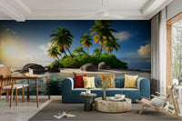 The wallpaper is installed in a formal, elegant living room.

