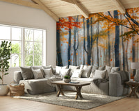 The wallpaper is installed in a formal, elegant living room.

