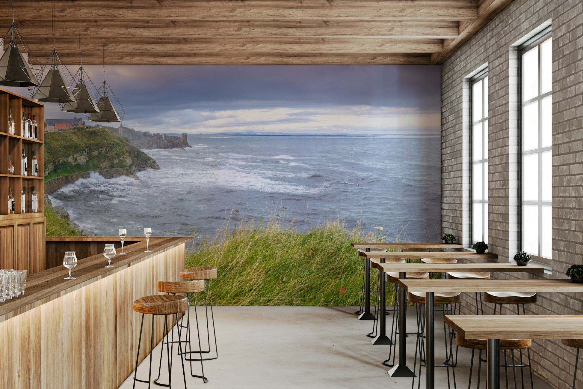 The mural has a soft, graceful feel.

