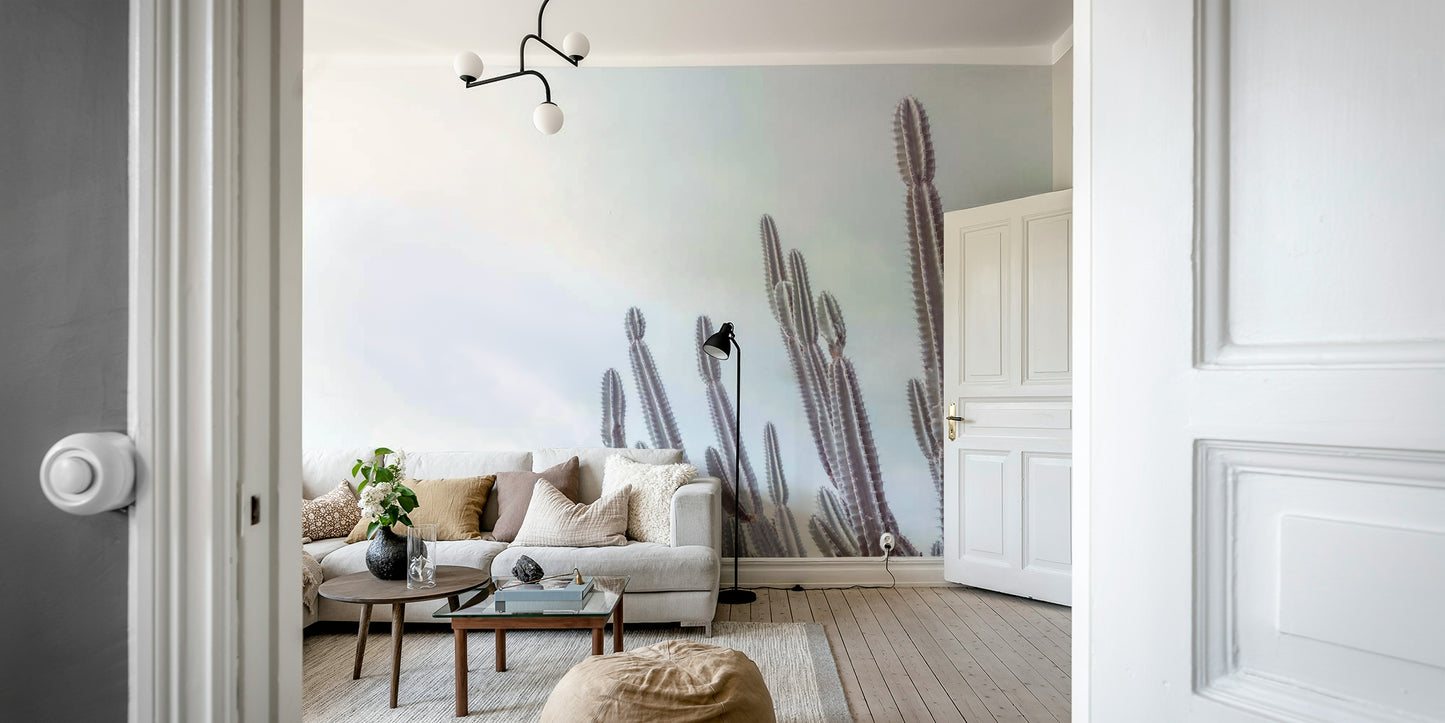 Wall mural of a dreamy cactus landscape.

